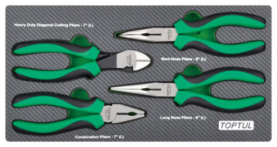 Набор губцевого инструмента 4 предмета в мягком ложементе TOPTUL GEA0407 Набор губцевого инструмента 4 предмета в мягком ложементе TOPTUL GEA0407
